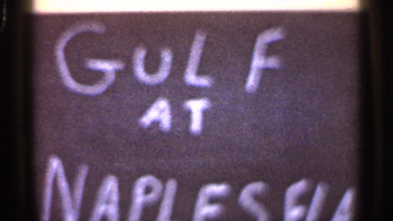 Handwritten 8mm slate reads 'Gulf at Naples, Fla,' supporting the Florida location metadata.