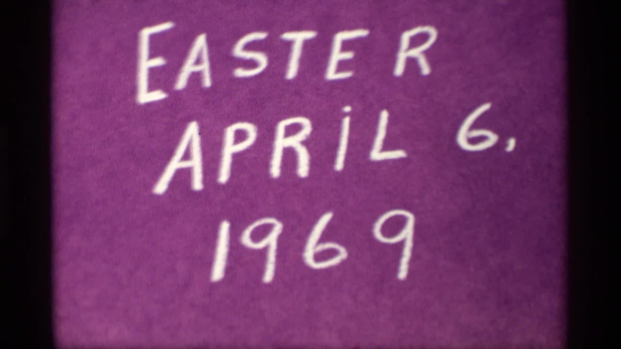 Second view of the handwritten purple Easter title card, with the April 6, 1969 date filling the frame.