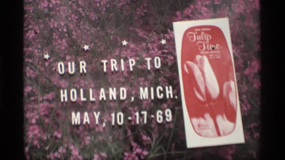 Holland, Michigan trip title card dated May 10-17, 1969, with a red Tulip Time program placed at the right.