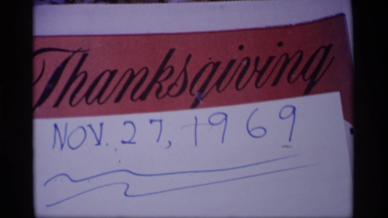 Handwritten Thanksgiving card dated Nov. 27, 1969 beneath a red banner.