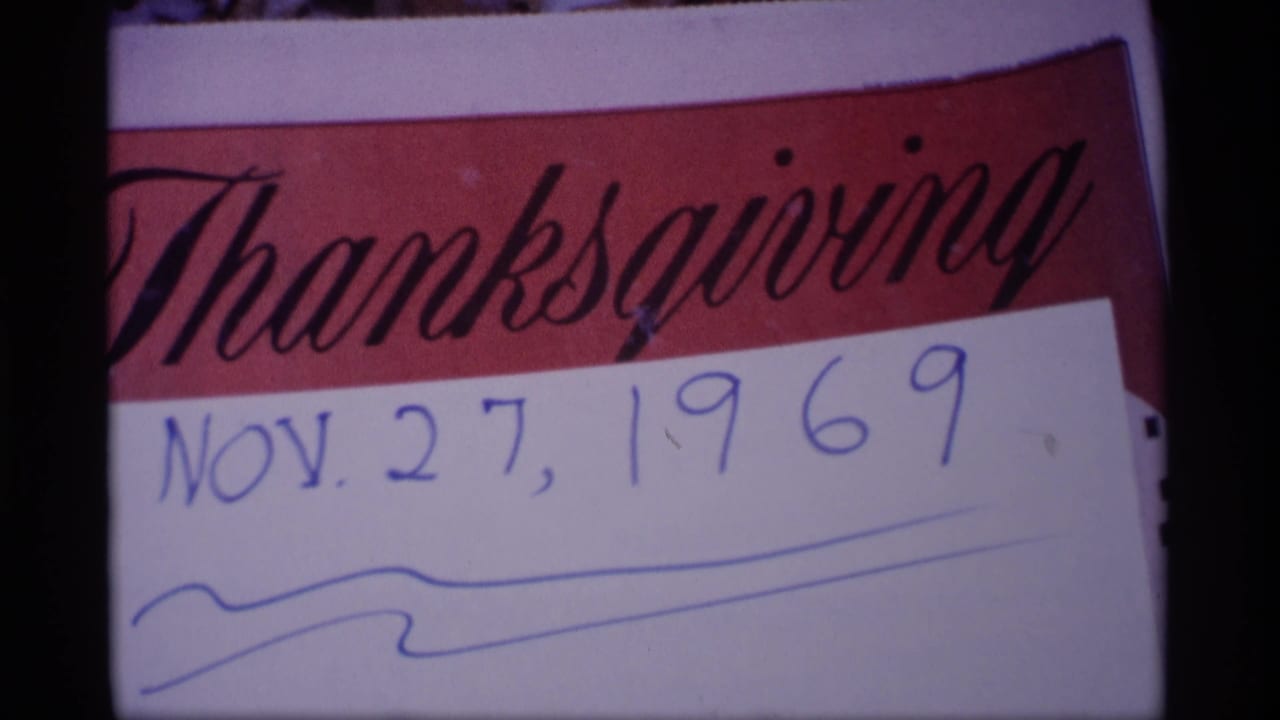 Thanksgiving card with handwritten Nov. 27, 1969 date and blue underline.