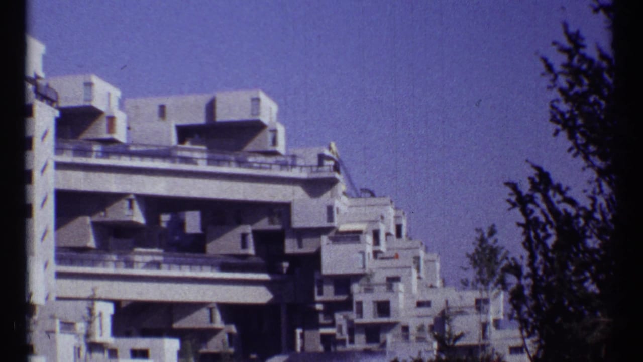 Closer view of Habitat 67 balconies and concrete modules.