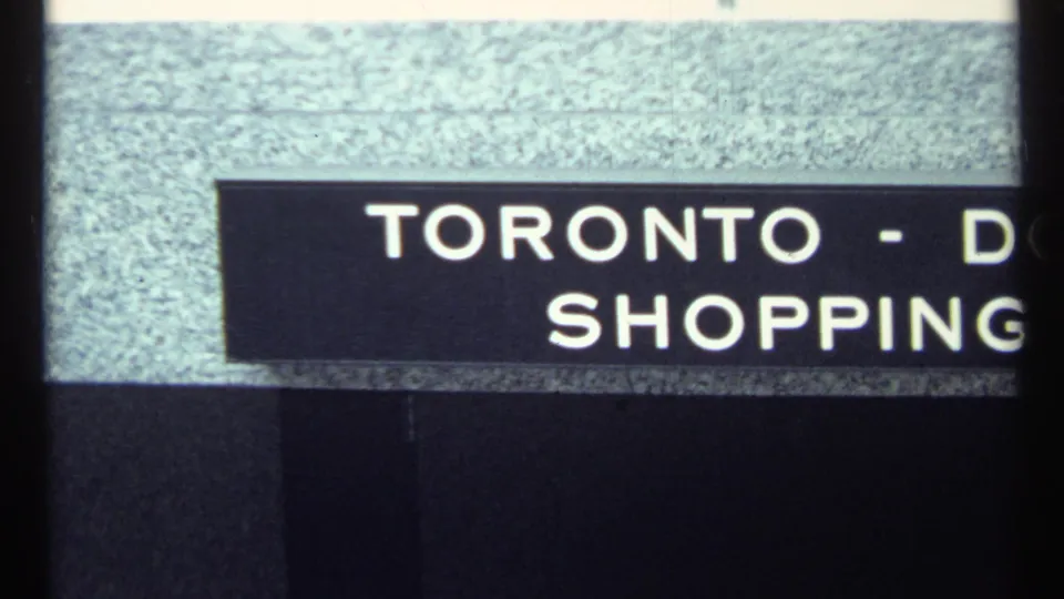 Toronto-related 1967 title card with bold white lettering on black, partially cropped at the right edge.