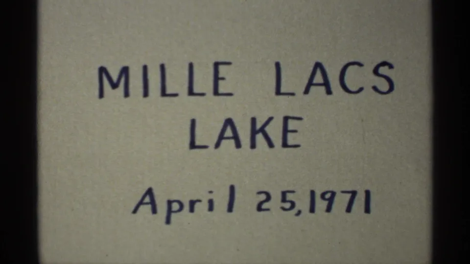Another frame of the Mille Lacs Lake title card, with handwritten date April 25, 1971 and visible film grain.