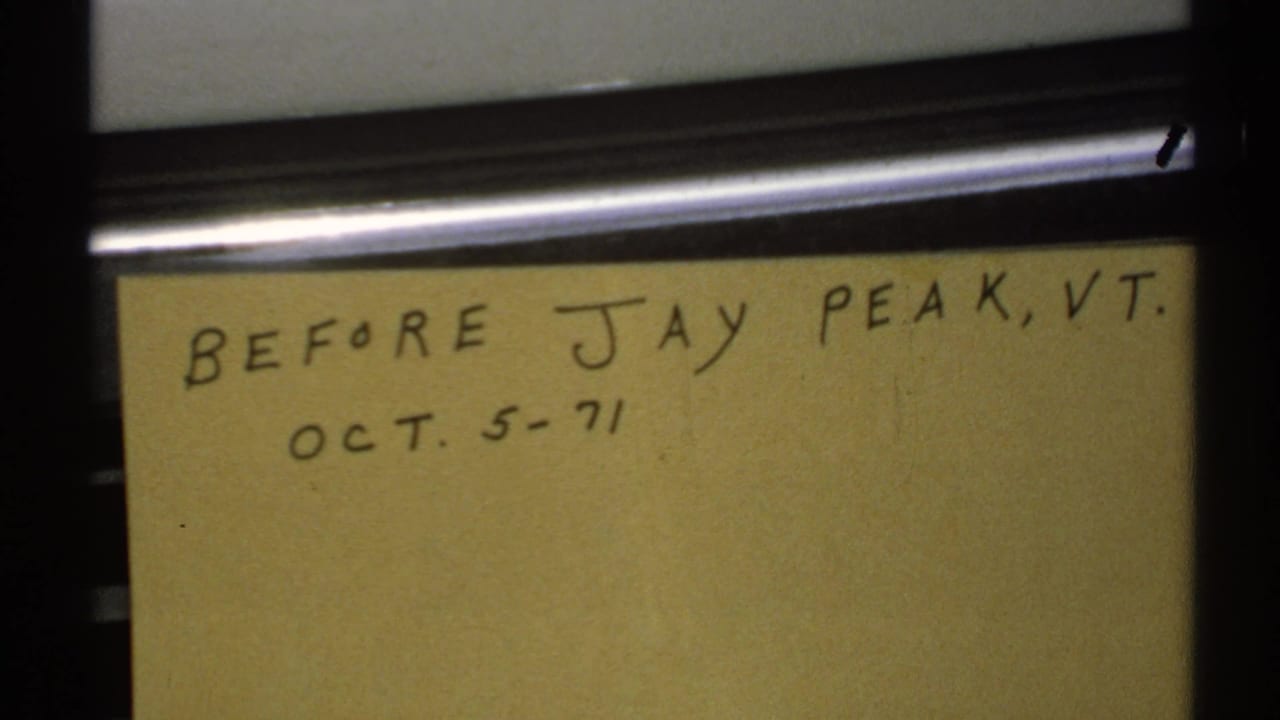 Handwritten yellow card reading before Jay Peak, Vermont, Oct. 5-71.