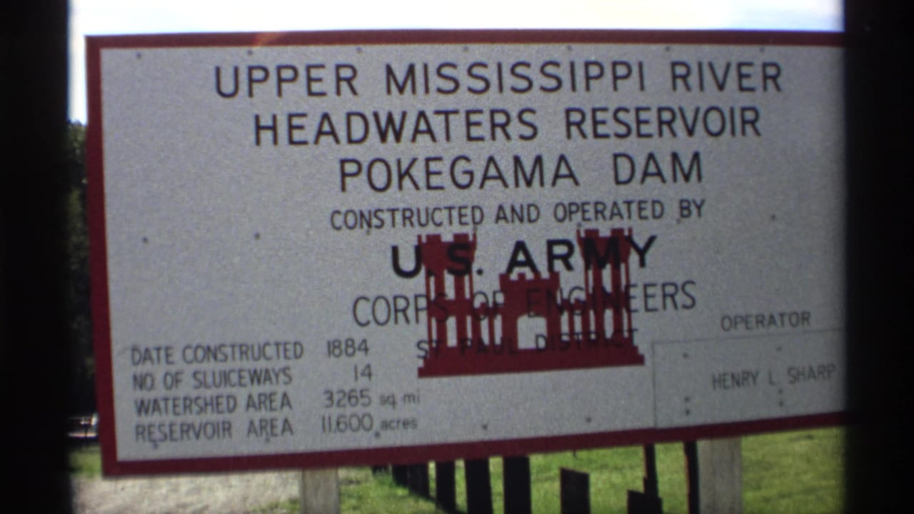 Sign for Upper Mississippi River Headwaters Reservoir Pokegama Dam.