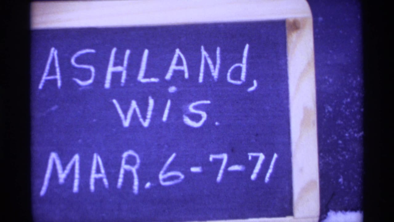 Handwritten chalkboard reading Ashland, Wis. Mar. 6-7-71.