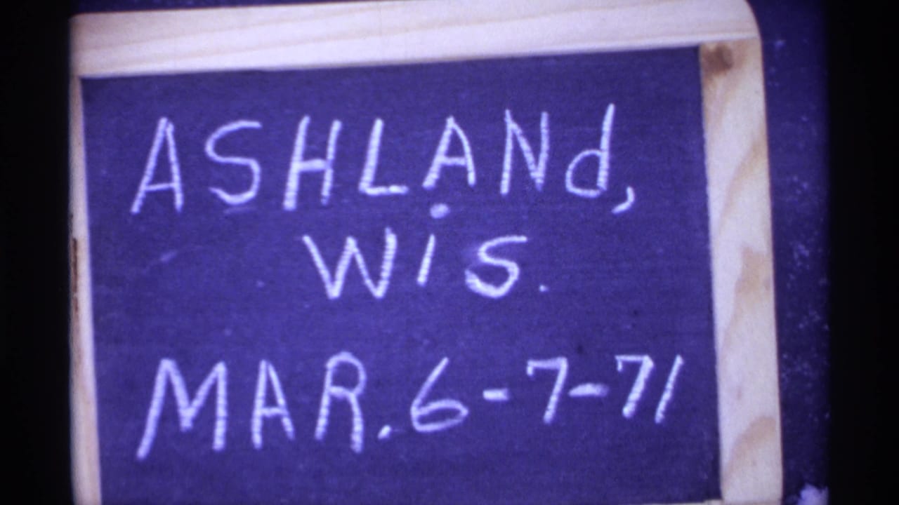 Handwritten chalkboard title card reading Ashland, Wis. and March 6-7, 1971.