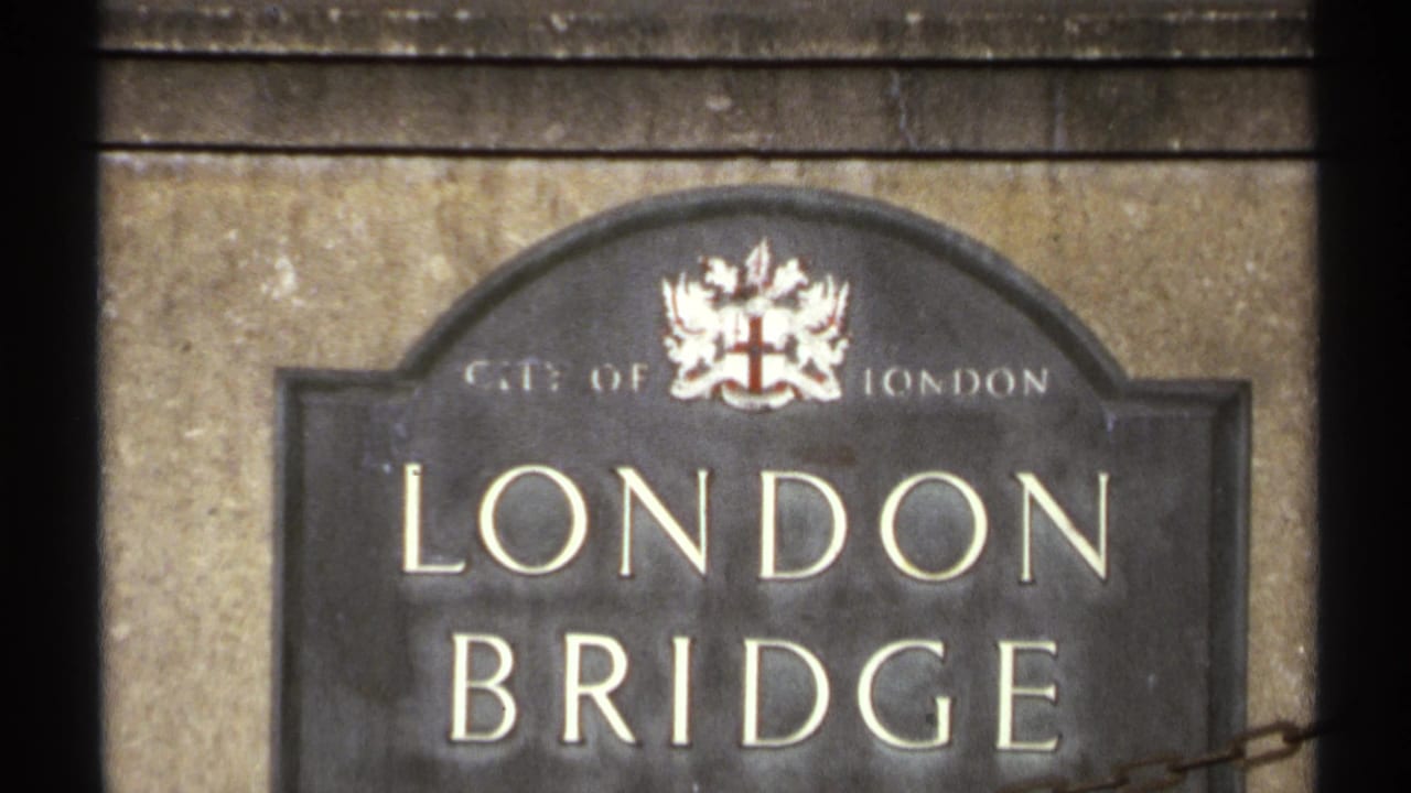 1972 Arizona frame with the London Bridge sign centered, showing the crest and large lettering against stone.