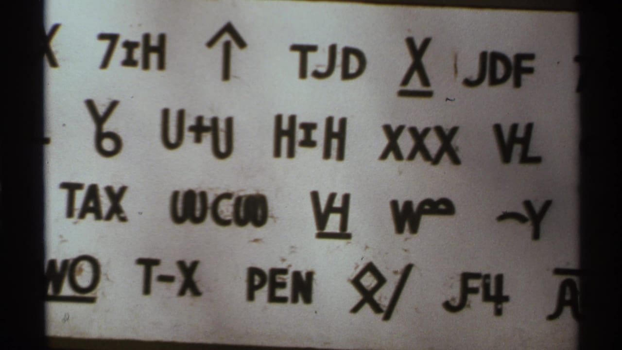 Repeated rows of handwritten letters, numbers, and symbols on white paper.