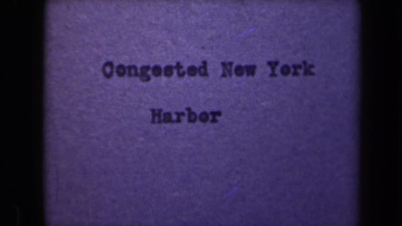 Purple title card reading Congested New York Harbor.
