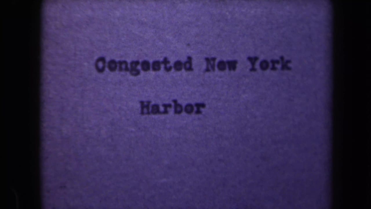 Purple title card reading Congested New York Harbor.