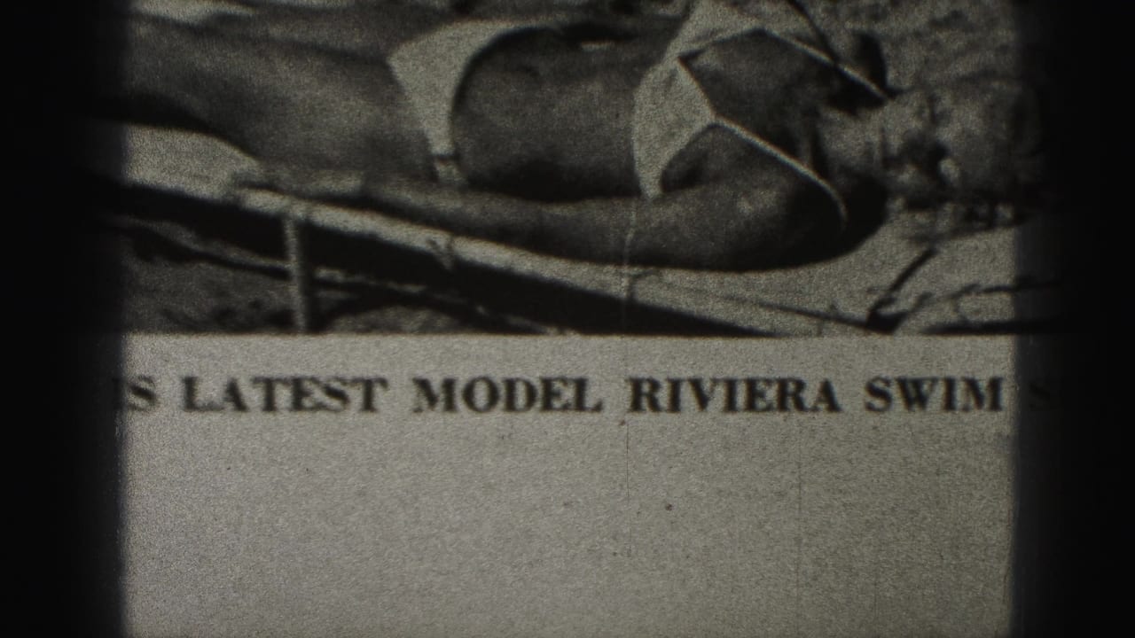 Newspaper clipping with a swimsuit model and partial bold headline text.