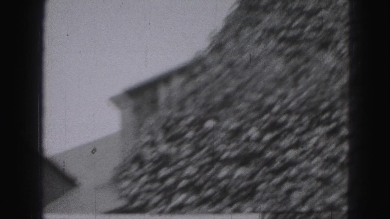 Ivy-covered house exterior with dark film edge and soft black-and-white exposure.