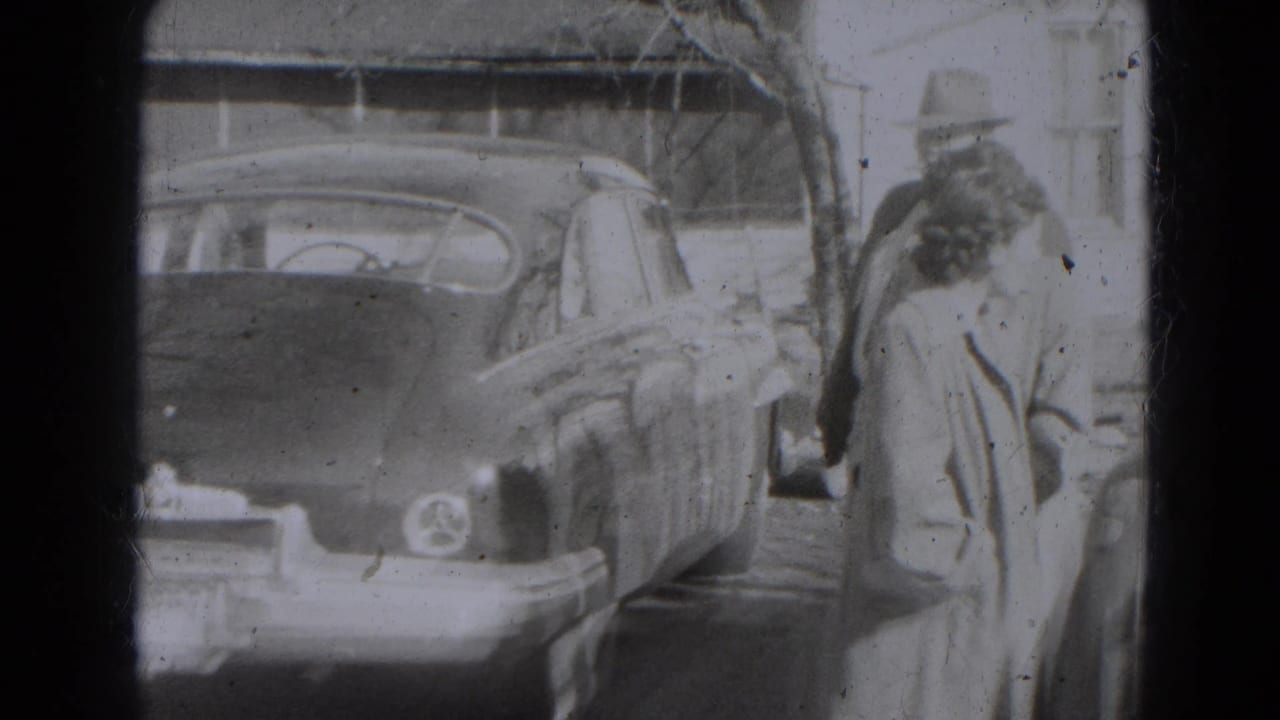 A woman in a long coat walks beside the rear of a dark car while a man in a hat stands nearby in Lincoln, Nebraska.