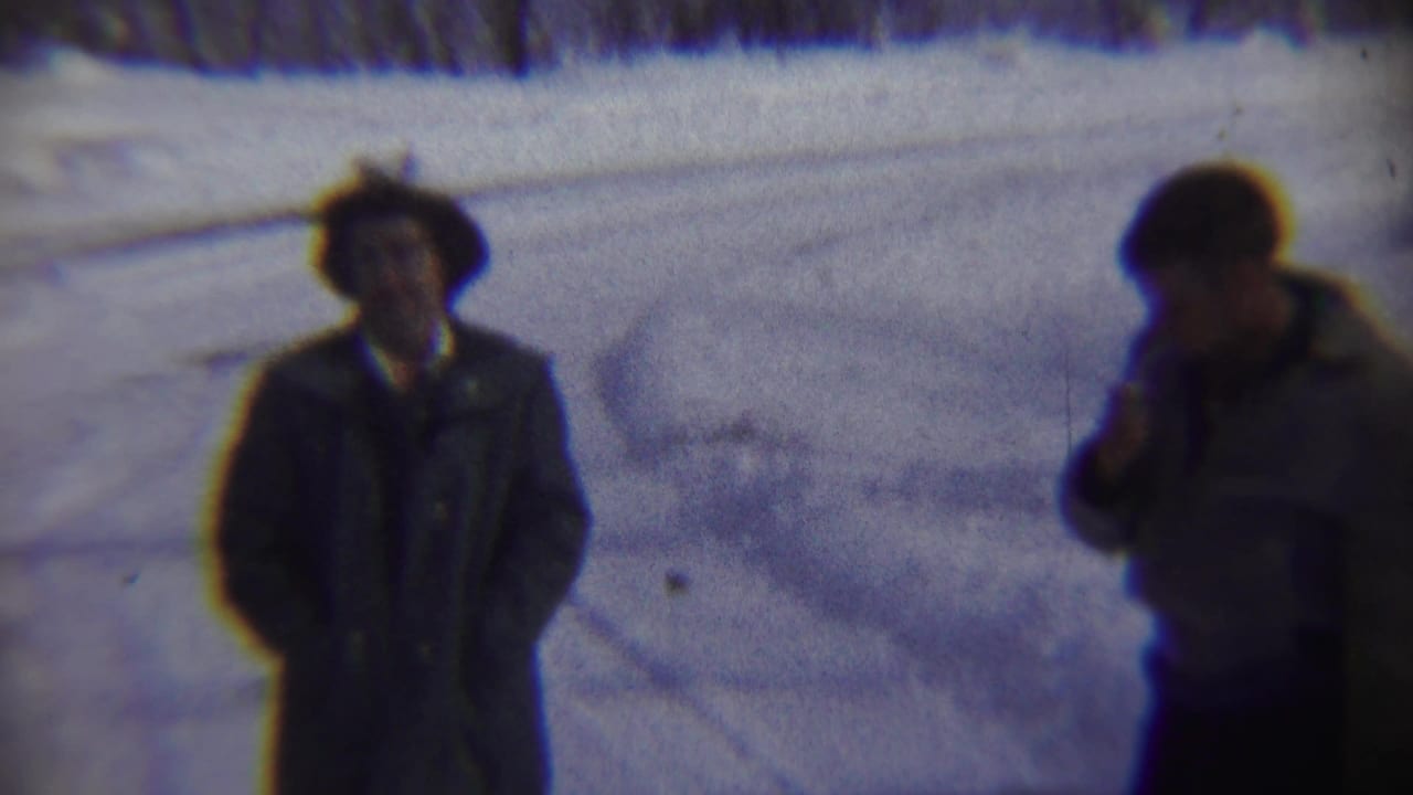 Man in dark coat and hat stands on snow-covered ground with trees behind him.