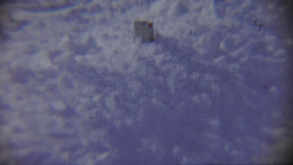1959 Chadron, Nebraska winter landscape showing heavy snow, bare trees, and soft faded 8mm color.
