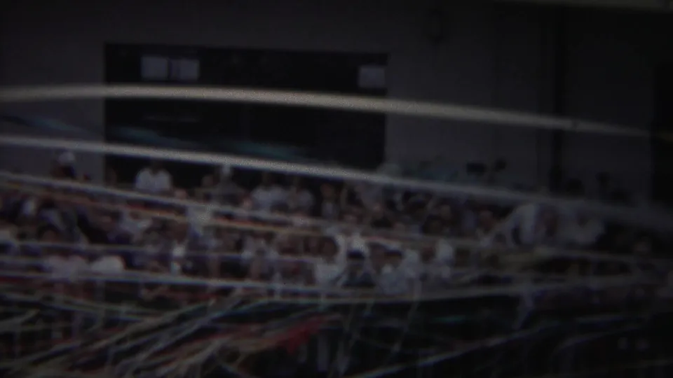 Final frame shows Yokohama port spectators along a shaded balcony, with long paper streamers crossing the 8mm view.