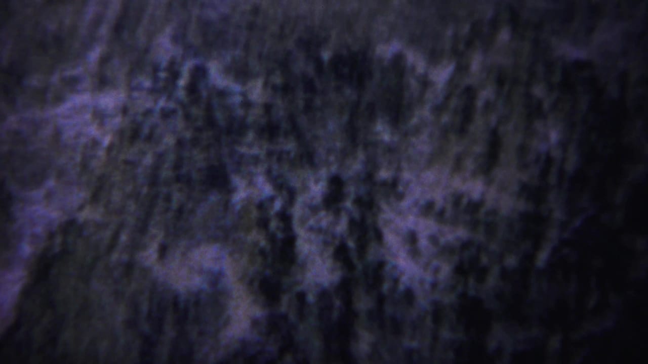 Dark steep canyon wall with shadowed rock texture and trees.