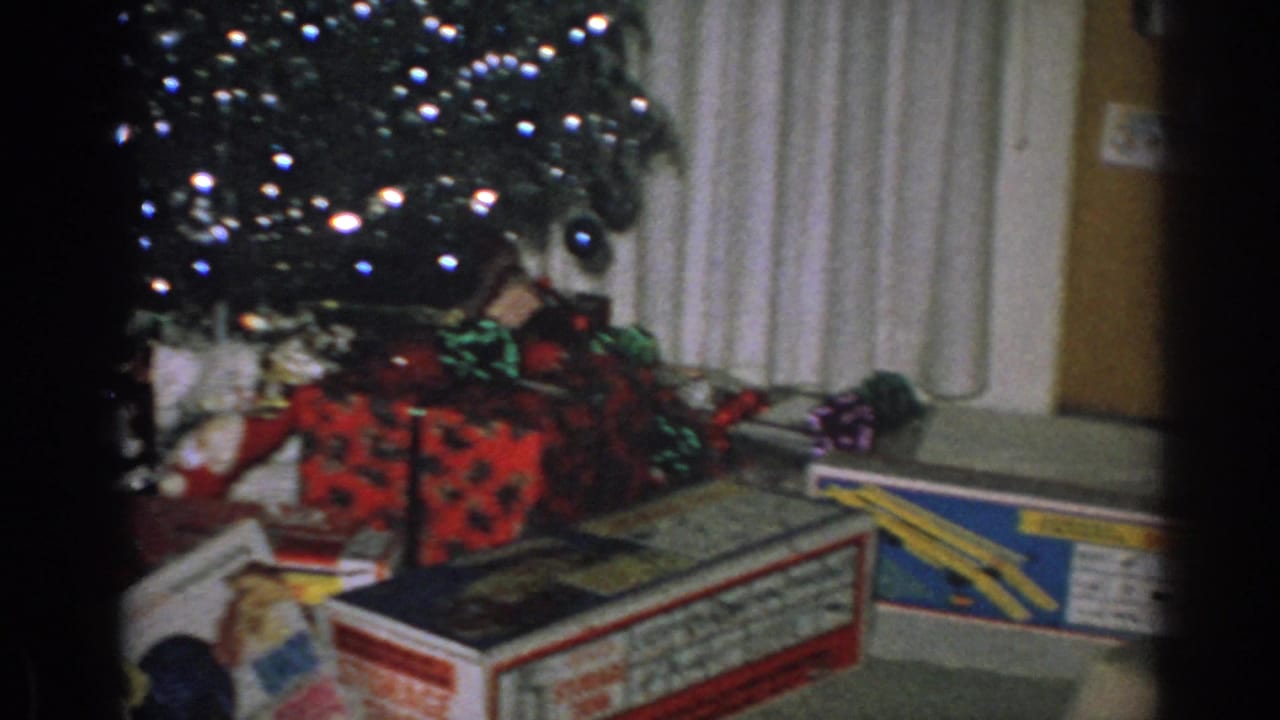 Christmas tree and wrapped gifts beside boxed toys in a private interior.