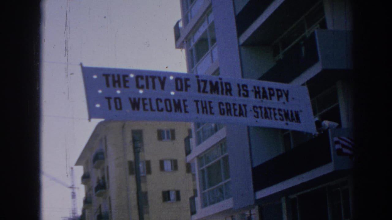 Welcome banner stretched between apartment buildings in Izmir.