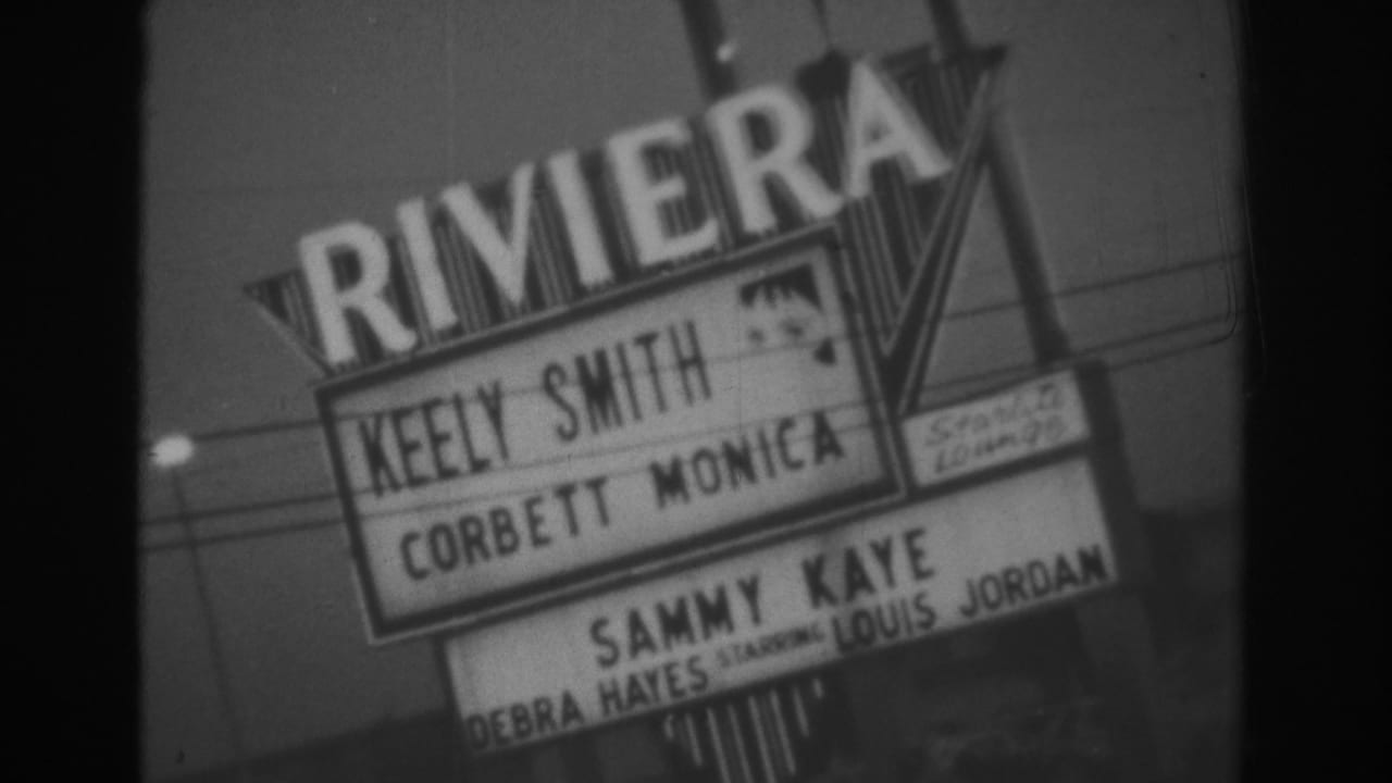1962 Las Vegas Riviera marquee showing Keely Smith, Corbett Monica, Sammy Kaye, and Starlite Lounge signage.