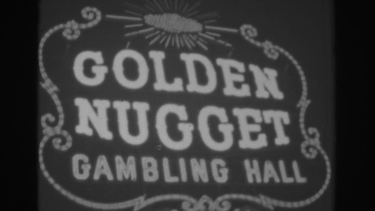 1962 Las Vegas frame of the Golden Nugget Gambling Hall sign, with the name and decorative border more clearly visible.