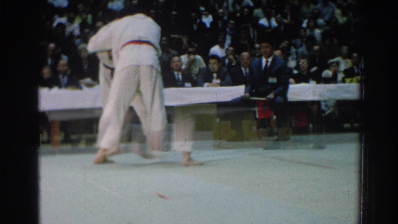 A martial artist appears to throw or off-balance another competitor on the mat.