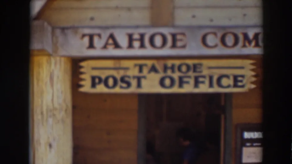 The Truckee storefront remains centered on the Tahoe Post Office sign, with a doorway and posted notice area visible at the side.