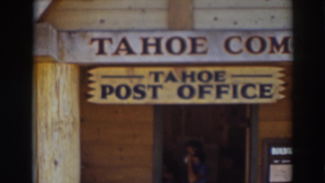 Wooden Tahoe Post Office facade with a person partly visible in the doorway.