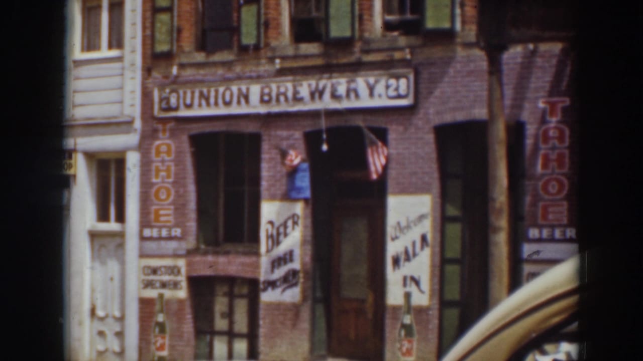 Brick beer shop storefront with Union Brewery and Tahoe Beer signs.