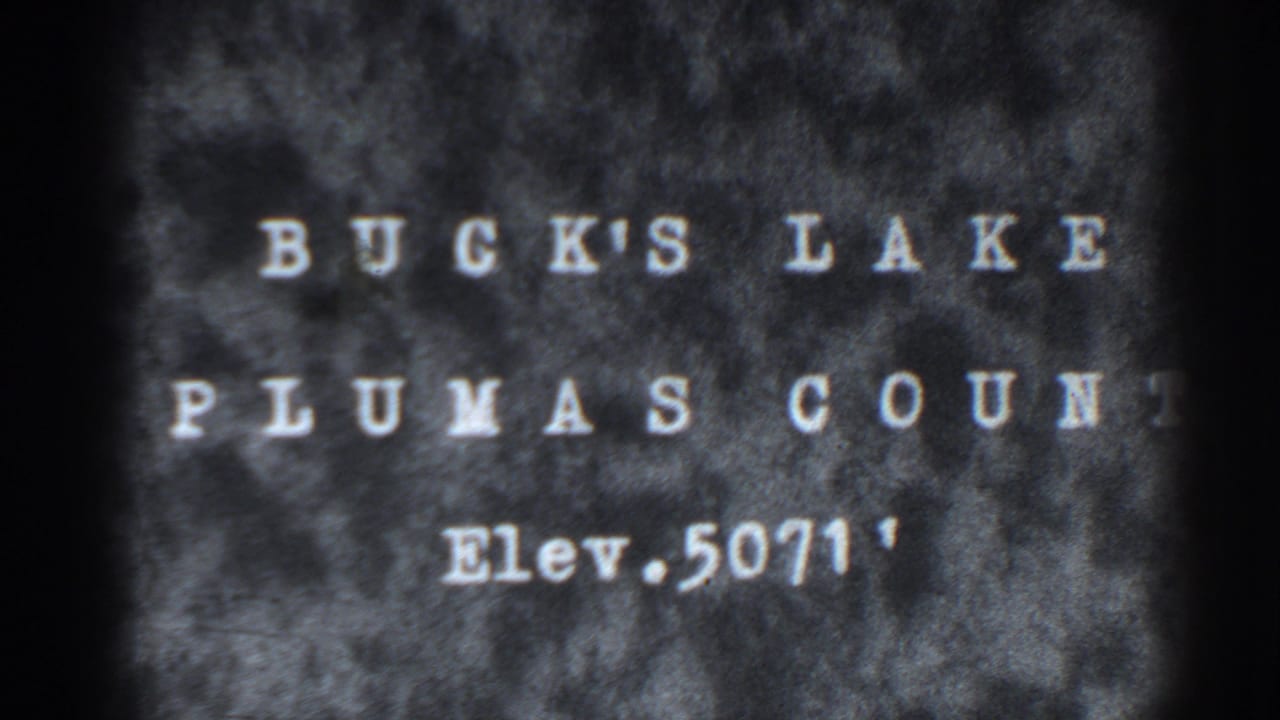 White title text on a mottled grey and black background reading Bucks Lake Plumas County Elev. 5071.
