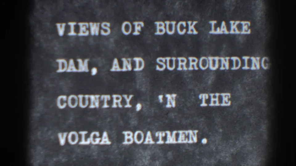 Final sampled frame of the 1938 Bucks Lake title card, with the same white text and soft 8mm film texture.