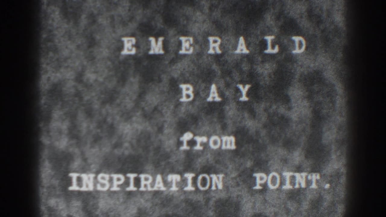 Typed title card reading EMERALD BAY from INSPIRATION POINT.