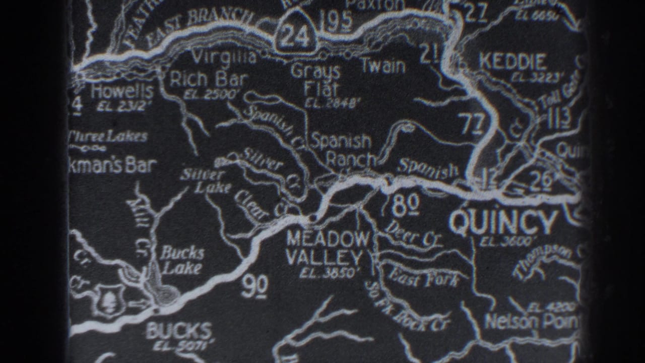 Printed black-and-white map showing Quincy, Meadow Valley, Bucks Lake, Keddie, and route numbers.