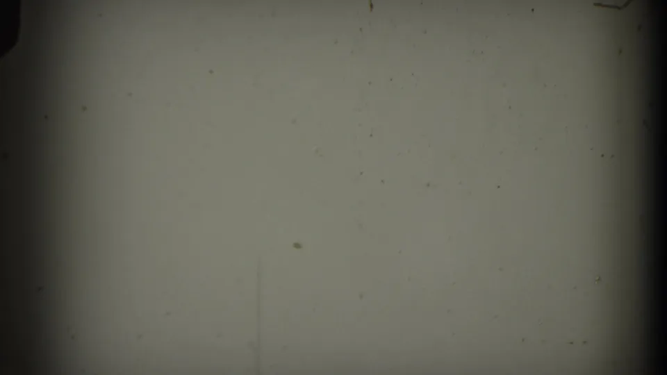 1938 8mm home-movie frame from the Cumberland, Maryland reel showing a pale blank field with dust, edge shadow, and minor scratches.