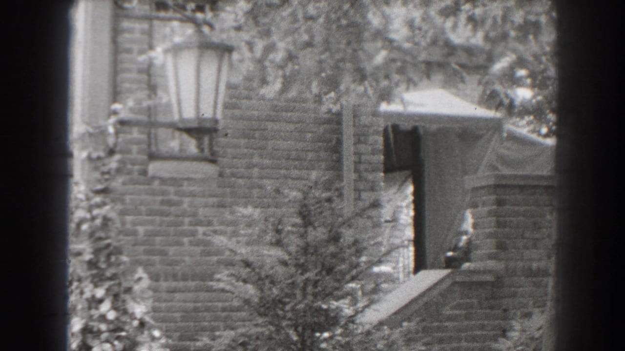 Brick house exterior with porch steps, awning, lantern fixture, and shrubs.
