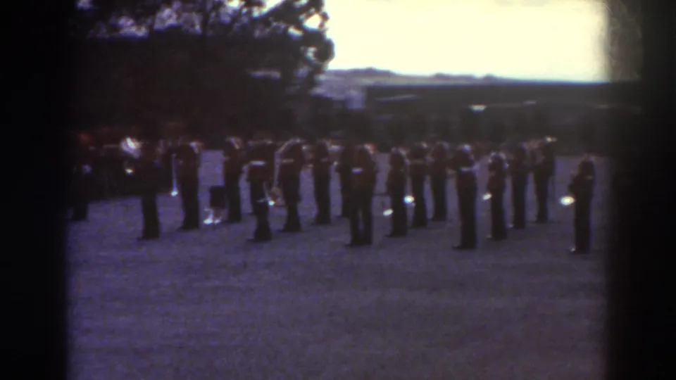 The final frame shows the Quebec military formation held on the field, with separated figures near the front and trees beyond.