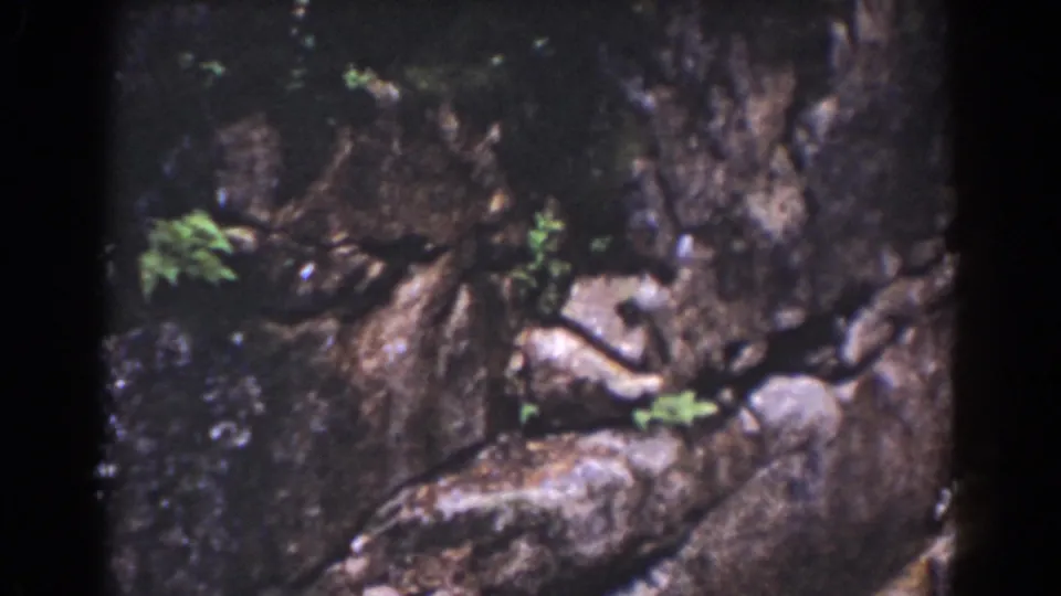 1939 Mount Washington frame with rugged stone texture, small green plants, and dark cracks across the rocky surface.