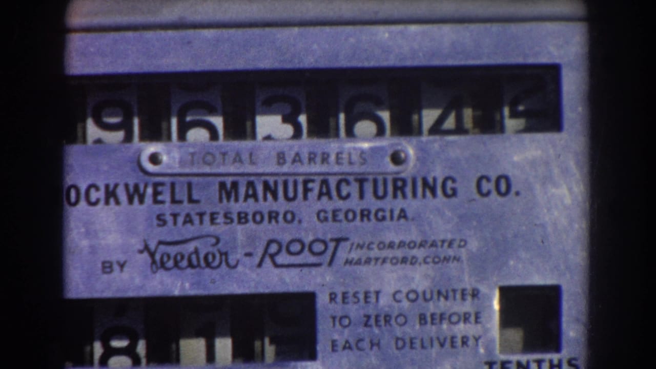 Close view of a Rockwell Manufacturing Co. barrel counter with numbered dials.