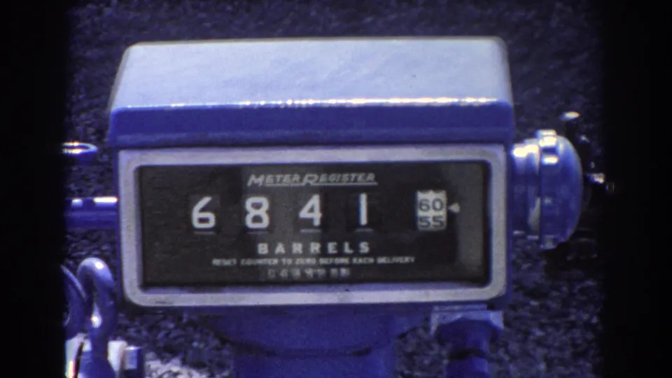 1967 Brisbane 8mm footage showing the blue meter register and barrel counter held in close view.