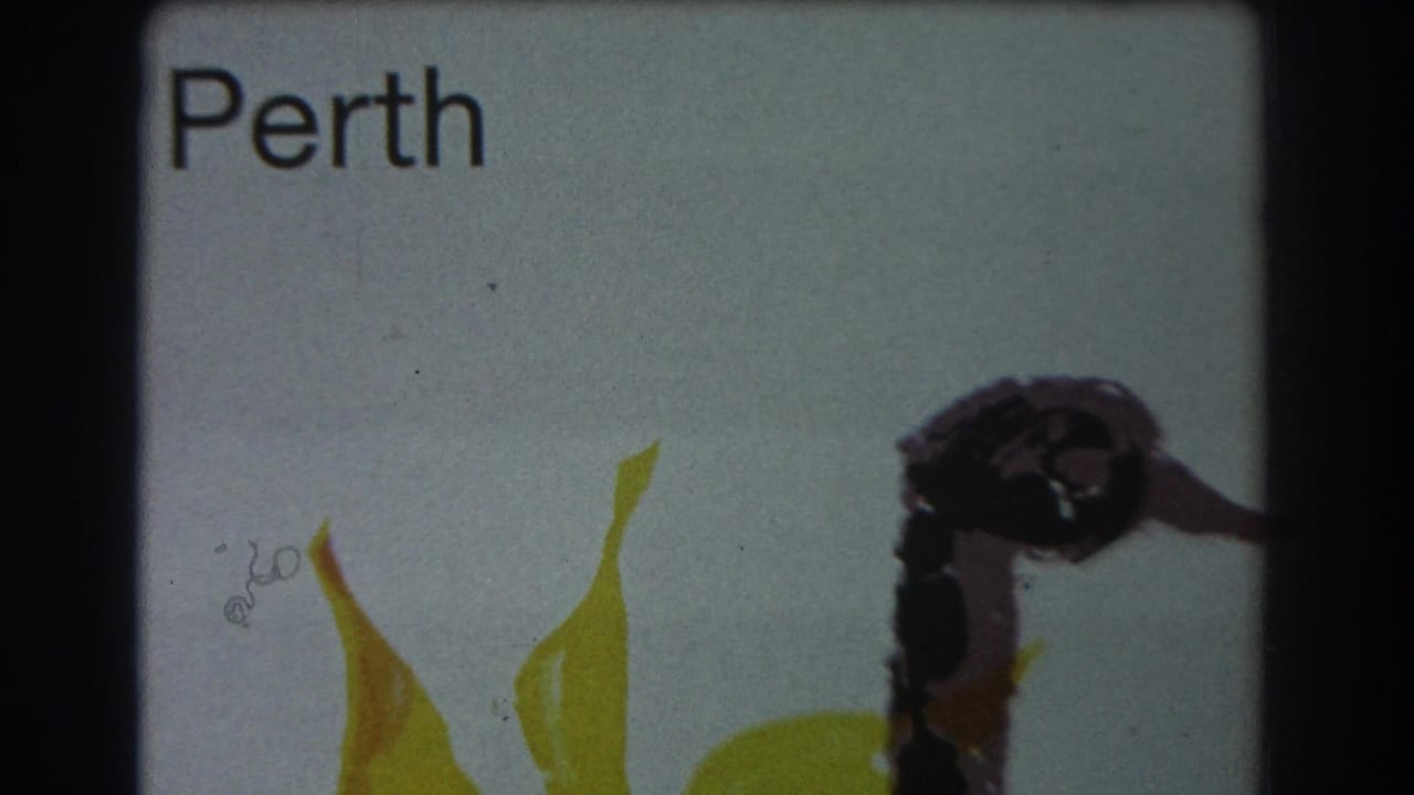 Title card reading Perth with stylized plant and bird-like artwork.