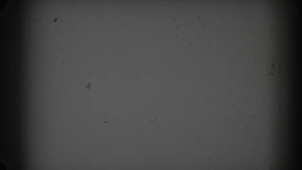1967 Sydney 8mm frame showing a dark grey static screen with edge vignetting, scattered dust, and a vertical shadow band.
