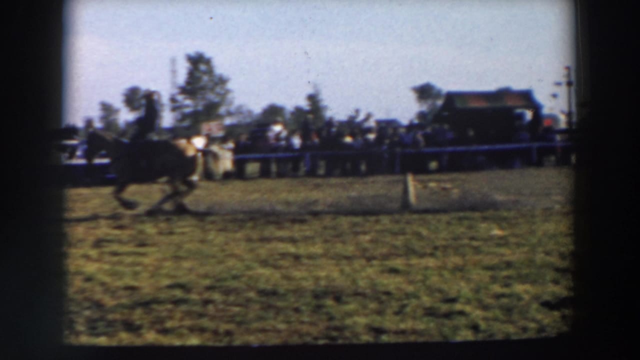 A horse and rider pass a marker near spectators and fencing.
