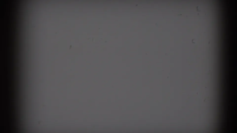 Underexposed portion of the 8mm scan, showing gray film surface, dark gate edge, and scattered dust from the 1959 Florida footage.