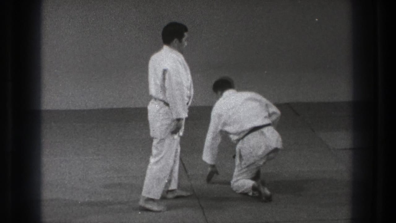 The sequence ends with one adult practitioner standing and the other pushing up from the mat after a judo-style throw in the Tokyo dojo.