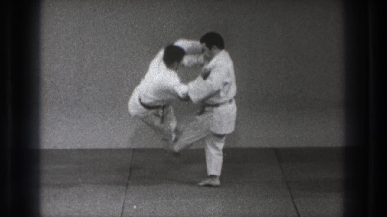 One martial artist lifts the other during a throw on a mat.