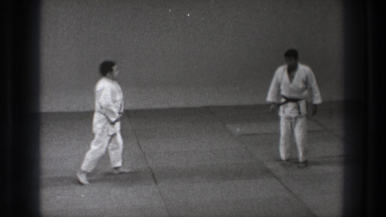The two practitioners stand facing each other on mats at the end of the 1971 Tokyo martial arts demonstration.
