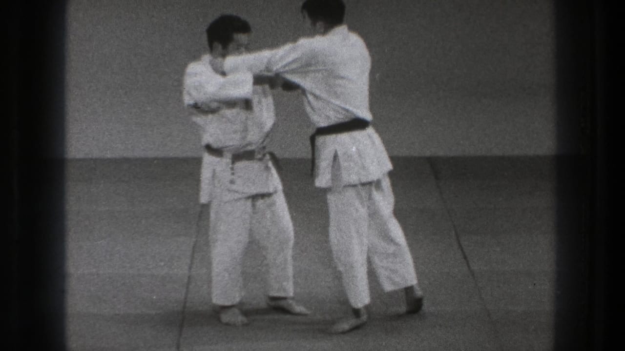 In the Tokyo 1971 dojo scene, one practitioner extends into a controlled judo movement while the other maintains balance.