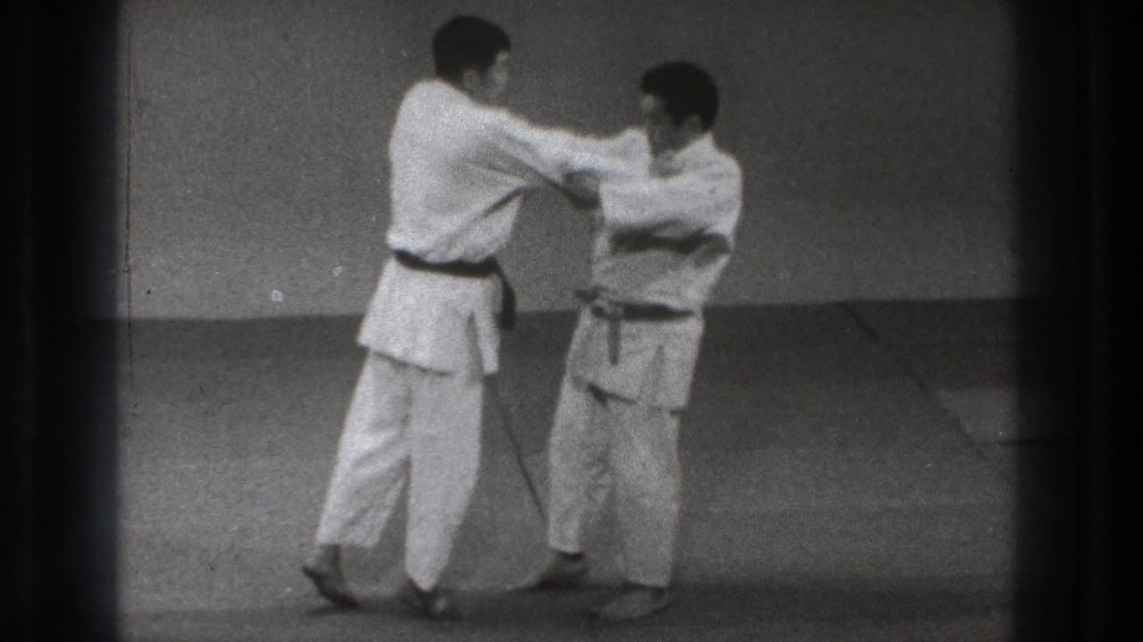 The two practitioners remain upright in a controlled grip position during the Tokyo martial arts practice sequence.